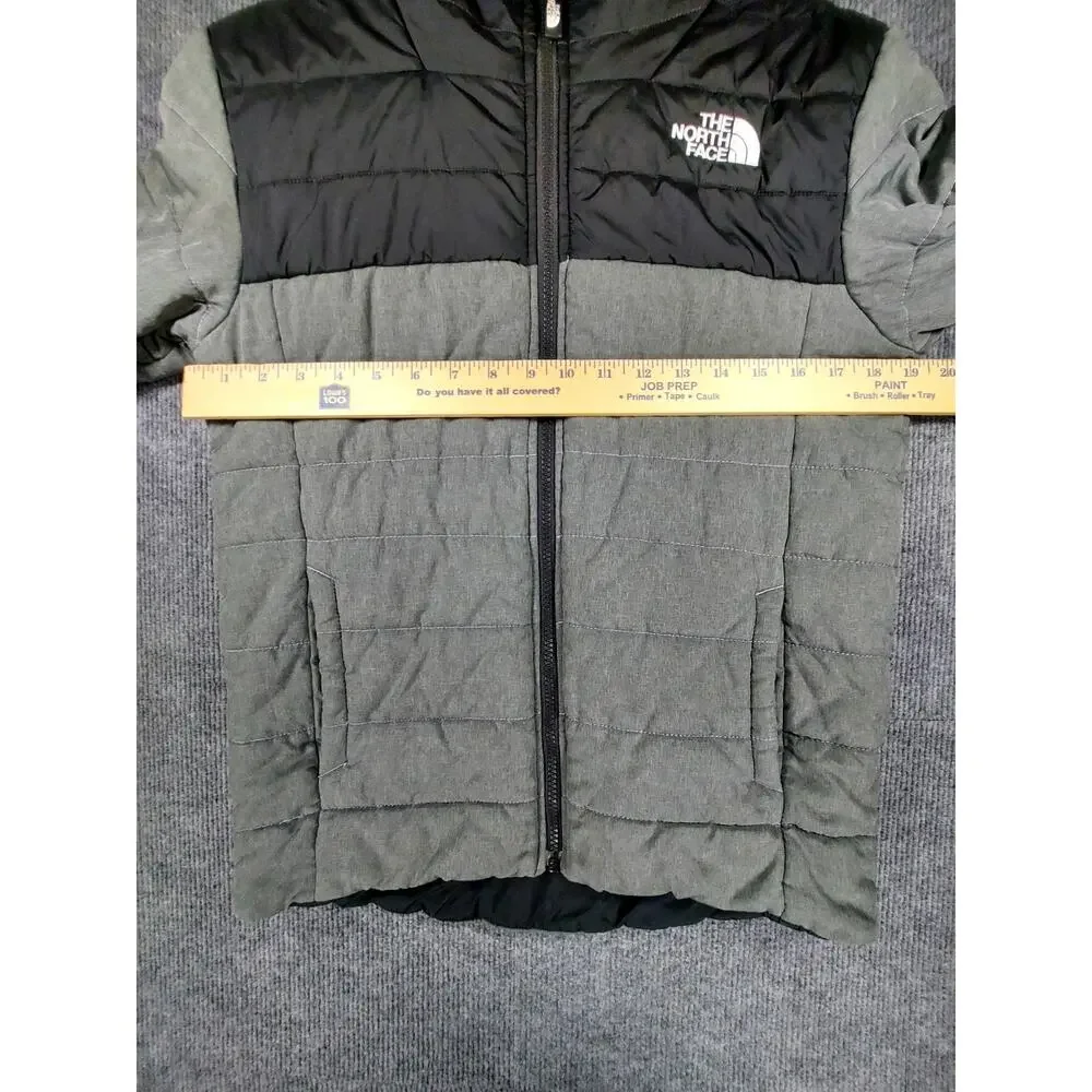 The North Face Boys Reversible Hooded Full Zip Puffer Jacket Gray/Black L 14/16